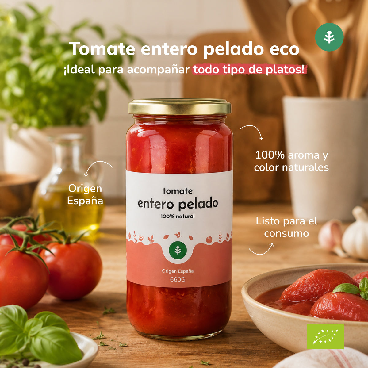 Ganze geschälte Tomate ECO Planeta Huerto 660 g