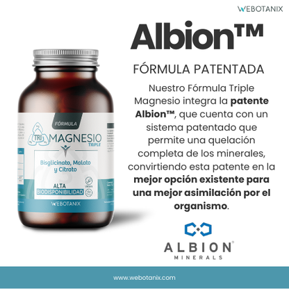 Triple Magnesium (Bisglycinat, Malat und Citrat) Vegan Formula, WeBotanix, 120 Kapseln