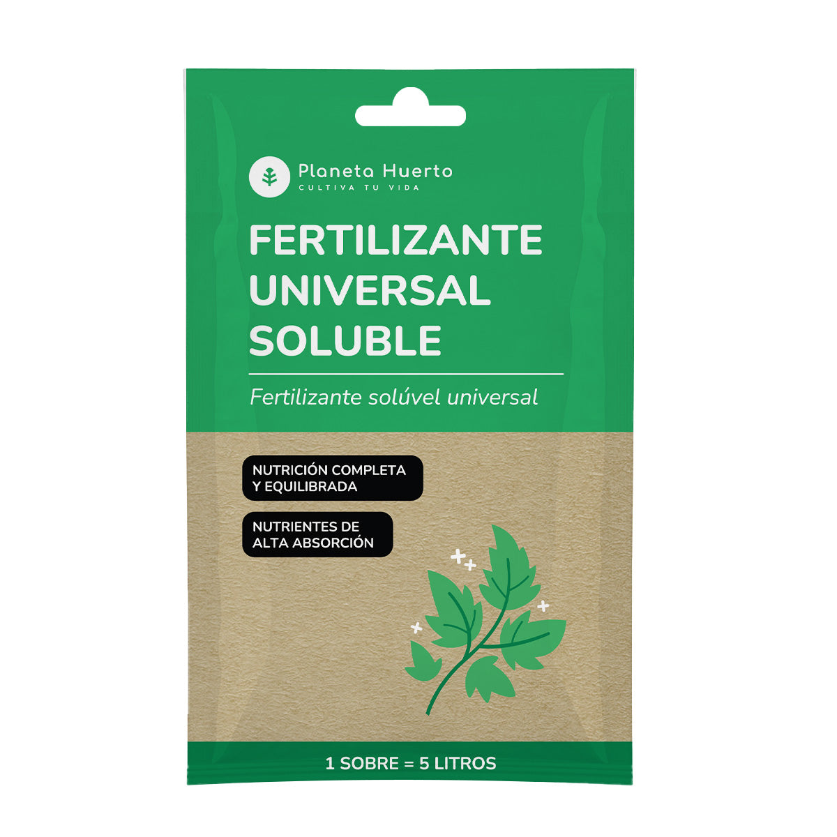 Packung mit 5 Stück Planeta Huerto Universal-Dünger, löslich, für 25 l