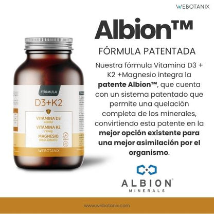 Vitamin D3 4000 IE + K2 + Magnesium Vegan-Formel, WeBotanix