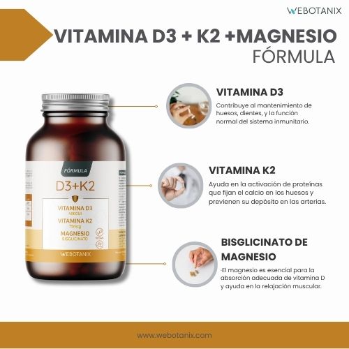 Vitamin D3 4000 IE + K2 + Magnesium Vegan-Formel, WeBotanix